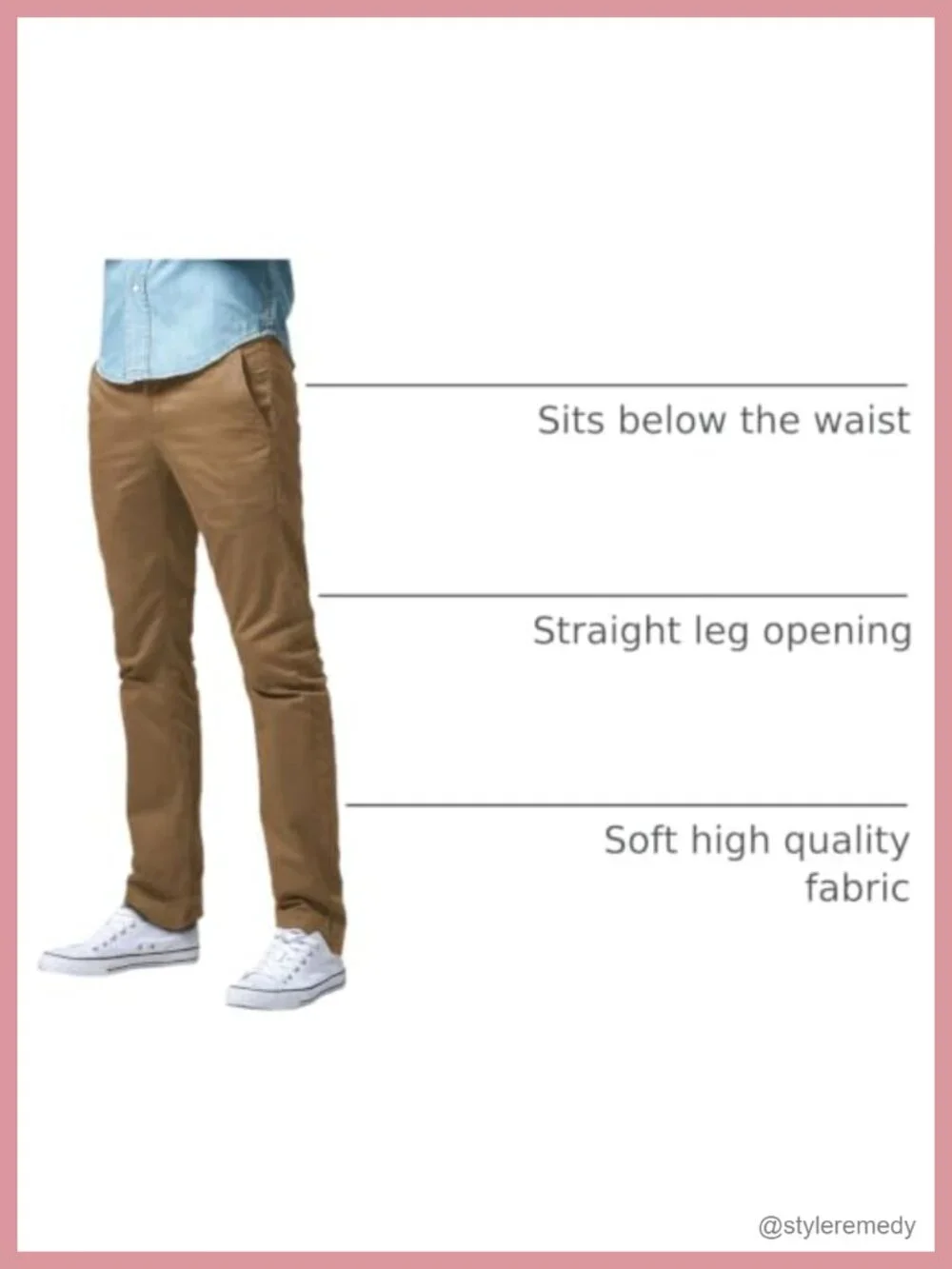 Tapered Flat Front Chino Pants – 100% Cotton 5-Pocket
